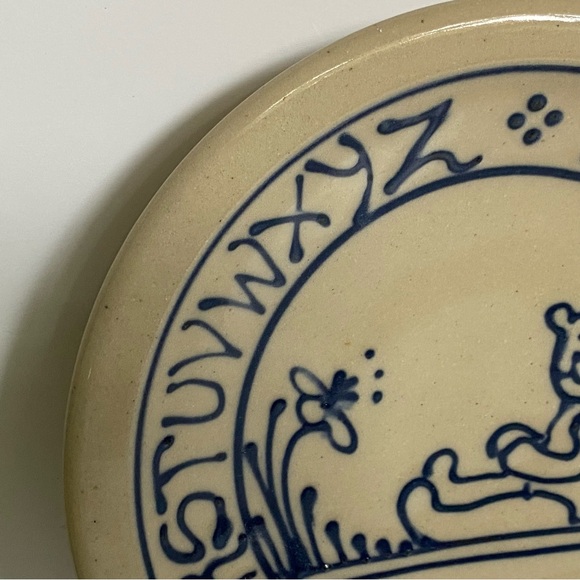 Baby Plate Child’s Alphabet Cornish Hill Pottery NH Vintage 1988 Hand Made EUC - Picture 8 of 16